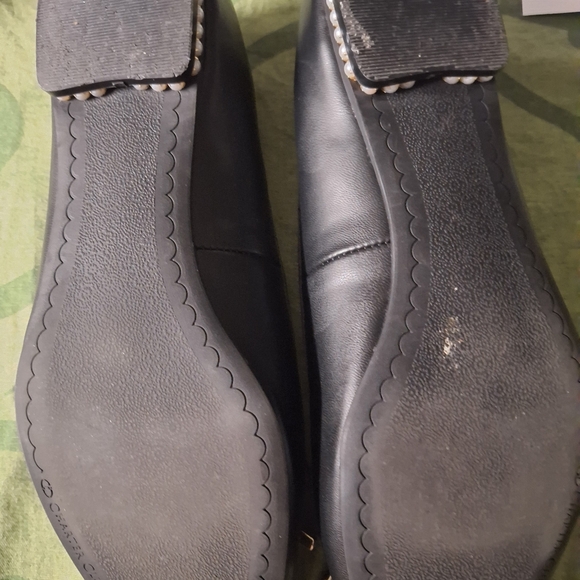 Charter Club Black Flats with Bow Accent And Pearls Around Bottom Of Heels - Picture 8 of 9